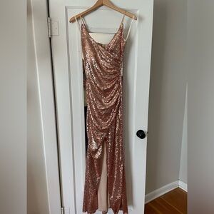 Rose gold , sparkle prom dress